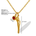 18k vergulde roestvrijstalen tulpketting met sprankelende rode strass-steenhanger - Gouden Tulp Ketting