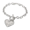 Bracelet punk en acier inoxydable argenté avec pendentif cœur et fermoir à bascule OT - Bracelet Couleur Acier (KB113929-Z)
