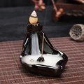 Creative backflow incense burner made of dark ceramic with elegant smoke flow effect - Successive Happy Events