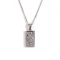 18K gold plated tarot necklace featuring Strength card with leopard and shell inlay - Silver-Strength