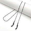 Fashionable black metal beaded eyewear chain with anti-slip rubber loops and lobster clasps - 70cm / 1:3 Black Glasses Chain