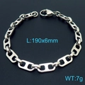 Bracciale a catena naso di maiale in acciaio inossidabile argento 190mm x 6mm dimensioni - Stile A Bracciale Naso di Maiale (Larghezza 6mm) / 19cm / Color Acciaio