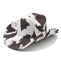 Chapeau de cowboy occidental classique à motif vache en feutre de laine noir et blanc - M (56-58cm) / Marron