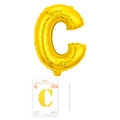Golden letter C foil balloon for party decor with straw and retail packaging - Letter C / Gold