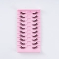 10 paires de faux cils naturels épais style manga sur un plateau rose élégant - Style Petit Diable (A08-2) / Lot de 10 Paires