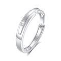 Adjustable S925 sterling silver couple ring with a small round zircon stone setting - FDJZ-358-Men's