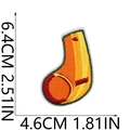 Detailed view of J-shaped sports letter patch with orange and red embroidery measurements - Letter J