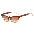 Retro cat-eye sunglasses with amber tortoise frames and brown gradient lenses - Gradient Tea Frame Tea Lens