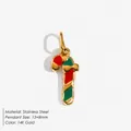 Weihnachtlicher Zuckerstangen-Anhänger aus 14K vergoldetem Edelstahl mit Emaille-Detail - Weihnachtszuckerstange