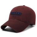 Washed cotton baseball cap in burgundy featuring detailed blue letter embroidery - Adjustable / Burgundy