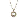 Goldene Evil Eye Halskette mit blauem Emaille und Zirkonia an einer feinen Perlenkette - Gold