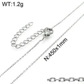 Halskette aus silbernem Edelstahl mit O-Gliedern, Karabinerverschluss und Verlängerungskette - Stahlfarbe (450mm x 1mm - 1.2g)