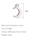 Polished moon shaped stainless steel charm pendant in steel color with hanging ring - DY466 Moon Silver
