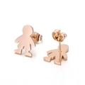 Boucles d'oreilles clous en acier inoxydable or rose avec silhouette de garçon et fermoirs - Silhouette de Garçon Or Rose (KE89945-K)