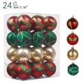 Detailed view of 24ct 6cm painted Christmas ball ornaments in red, green and gold set - 24-Piece Set (6cm) / Red Green Gold