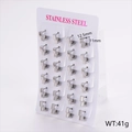Detail of 12 pairs of square stainless steel hoop earrings with size and weight specs - Small (12.5x11mm) / Silver