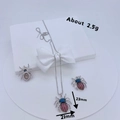 Silbernes Spinnen-Schmuckset mit blauen und rosa Zirkonia inkl. Halskette und Ohrringe - Silberner Spinnen Anhänger