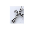 Close-up of vintage silver cross pendant with intricate engravings and retro metal finish - Punk Ball Cross Style