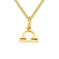 Golden stainless steel necklace featuring a Libra zodiac pendant with brushed metal finish - Libra / Gold