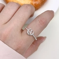 Minimalist S925 sterling silver pretzel shaped ring with textured twisted band design - Pretzel