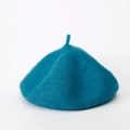 Detail of wool texture and premium felt finish on the lake blue wool beret hat - Adjustable / Lake Blue