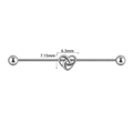 Silver stainless steel industrial barbell featuring a 6.3mm hollow heart cross knot design - Heart / Silver