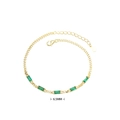 Detalle de pulsera dorada con cinco circonitas verdes y marca de ancho de 6,5 mm - Plata 925 / 17+3cm / Circonia Verde - Chapado en Oro (Oro)