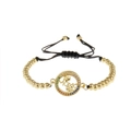 Bracelet MAMA doré avec charm papillon et oxydes de zirconium colorés sur cordon noir - Corde Noire Standard