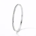 Elegant silver stainless steel bangle featuring a full row of sparkling paved cubic zirconia - White Zirconia Style (SAP959) / Silver