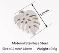 Polished stainless steel monstera leaf pendant charm for jewelry making 11x14mm - Monstera Leaf / Steel