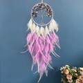 Tree of Life dream catcher with purple crystal stones and soft feathers for wall decor - Under the Tree of Life - Purple