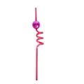 Pink disco ball straw with spiral plastic design for festive party celebrations - Single Pack / Pink