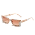 Retro rectangular sunglasses with cream marble frames and orange tinted lenses - Yellow Marble Frame Brown Lens