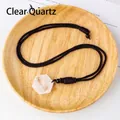 Natural white crystal hexagonal pendant with adjustable hand-woven black cord necklace - 2.5cm Hexagram Clear Quartz Pendant