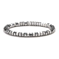 Men's minimalist industrial style 8mm magnetic hematite cube beaded bracelet in silver grey - Silver Grey Square Cube Beads