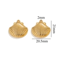 Golden stainless steel seashell charms with 21mm height and 2mm hole for DIY jewelry making - Gold Shell-504
