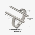 Minimalistischer Edelstahlring mit doppelter paralleler Linie in Silber-Optik - Stahlfarbe