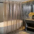 Duschvorhang PEVA lichtdurchlässig mit Kieselstein-Textur in Hellbraun inklusive Haken - 180*180CM / Kaffee 3D Wasserwürfel mit Stahlöse und Magnet
