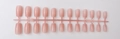 Flat lay of 24 pieces long square nude pink press-on nails with shiny UV top coat finish - Nude Pink (CFL-21)