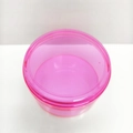 Clear circular plastic organizer box with a pink lid for jewelry storage - Round / Rose Red