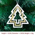 Glittery gold Christmas tree wooden ornament with white frame, 11x10cm festive decor - Golden Christmas Tree