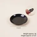 Glossy black miniature round plate dollhouse accessory with 4.1cm diameter and 0.7cm height - 4cm Black Plate (No. 29)