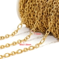 18k gold plated DIY stainless steel cable chain with 1.8mm wire and 7.5mm links - Gold (1.8mm Wire 7.5mm Wide 3:1 Patterned Cross Chain)