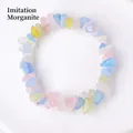 Handmade stretch bracelet with colorful imitation morganite irregular crushed stone beads - Imitation Morganite