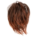 Messy dark brown messy hair bun extension with natural synthetic fibers for volume - Copper Red Ombre