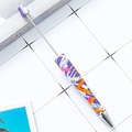 DIY beadable pen with purple, orange, and pink abstract brush pattern on a metal body - Multicolor Abstract Brushstrokes (14)