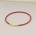 Red 2mm steel cable bracelet with gold-plated stainless steel clasp for DIY beads - Red Rope Gold Clasp