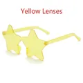 Frameless yellow star-shaped fashion sunglasses with candy-colored transparent lenses - Yellow