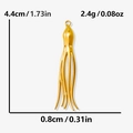 Specifiche dimensionali del ciondolo a polpo dorato con misure esatte e peso - Forma di calamaro / Oro