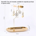 Golden spinning candle holder featuring a dreamcatcher charm and an oval display tray - Dreamcatcher No.2 (No Tray)
